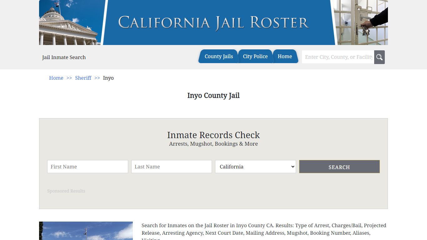 Inyo County Jail | Jail Roster Search