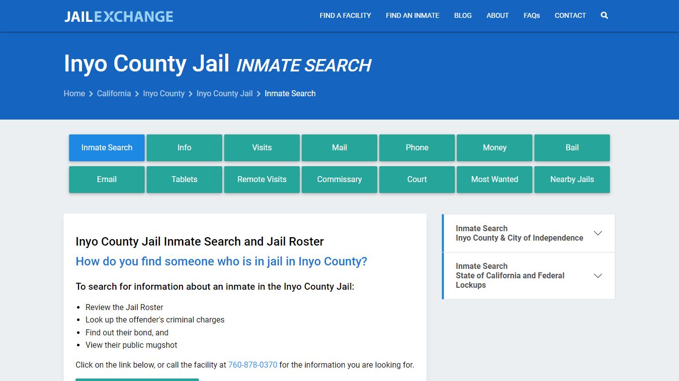 Inmate Search: Roster & Mugshots - Inyo County Jail, CA