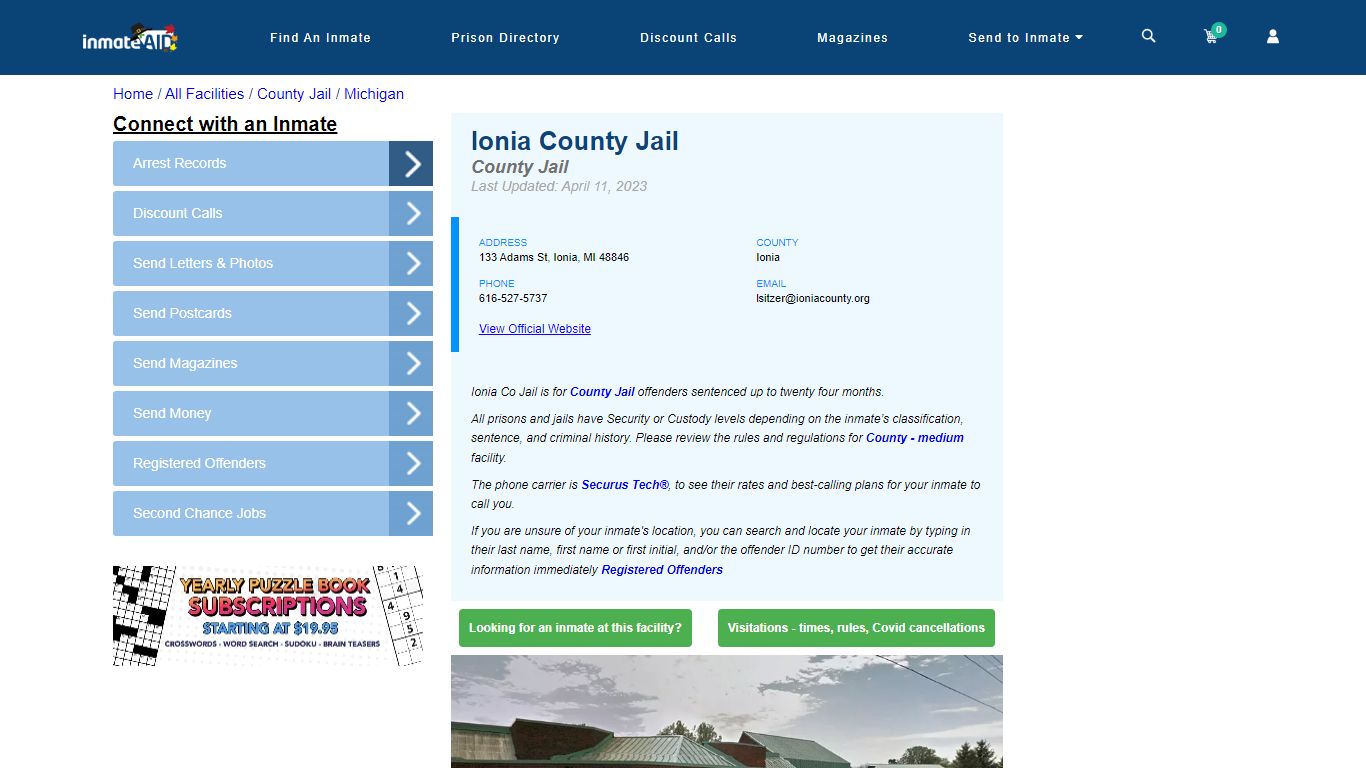 Ionia County Jail - Inmate Locator - Ionia, MI