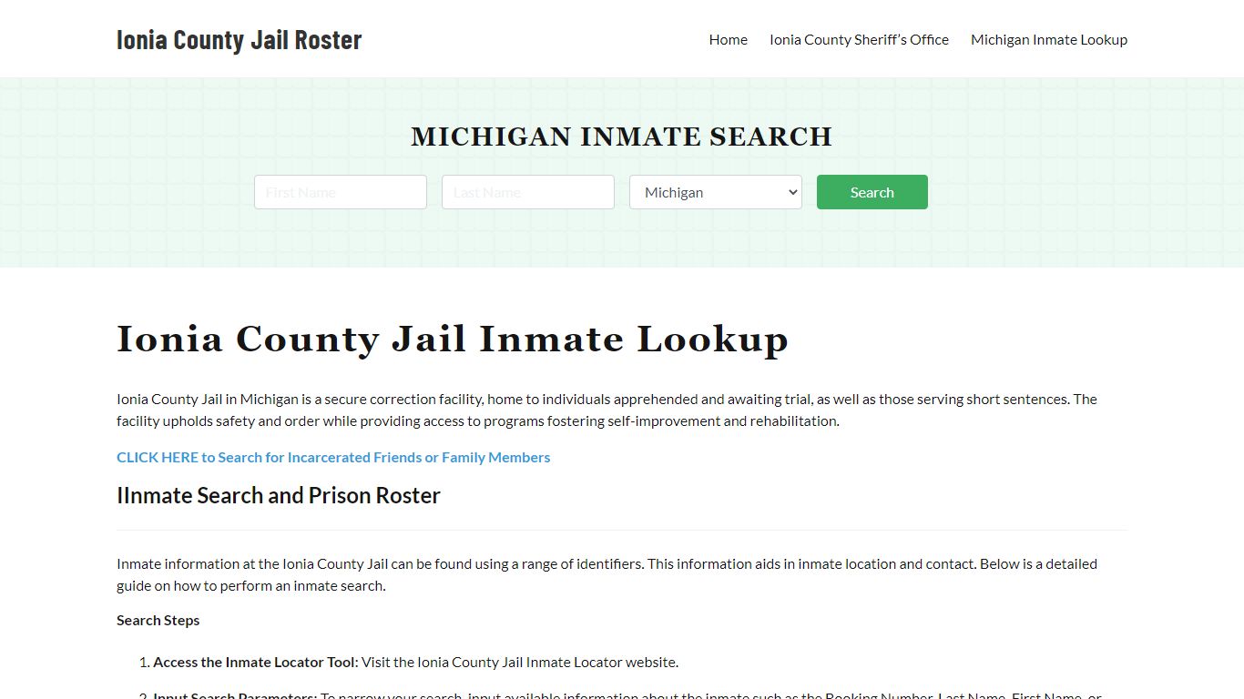 Ionia County Jail Roster Lookup, MI, Inmate Search