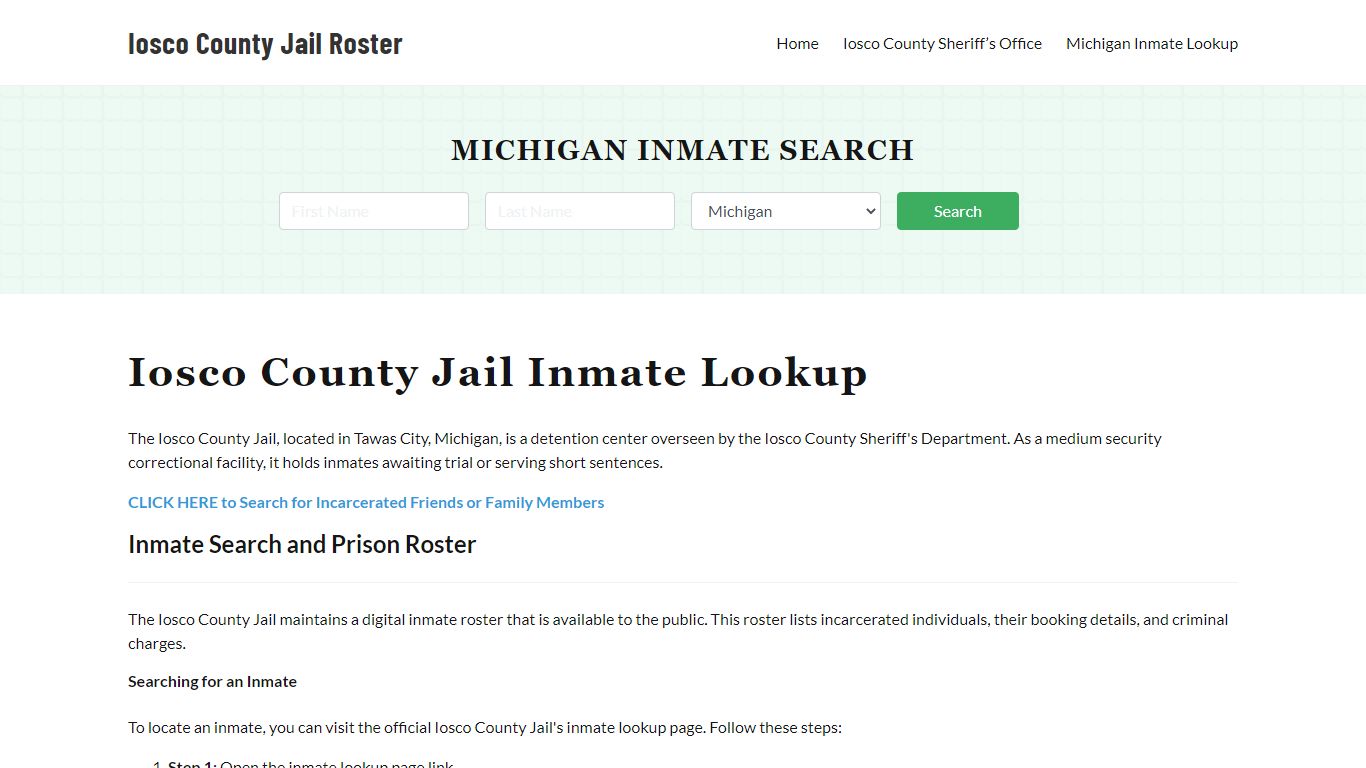 Iosco County Jail Roster Lookup, MI, Inmate Search