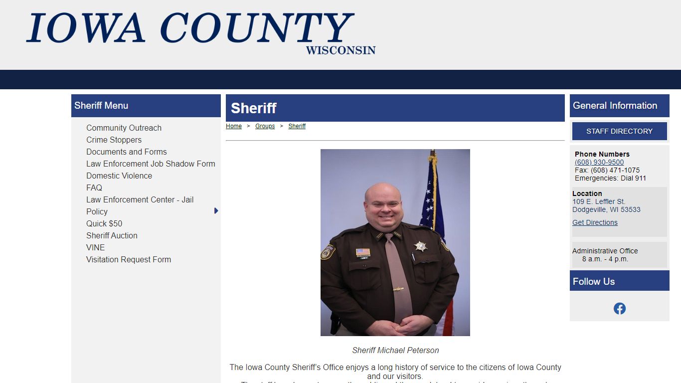 Welcome to the Official Website of Iowa County, WI - Sheriff