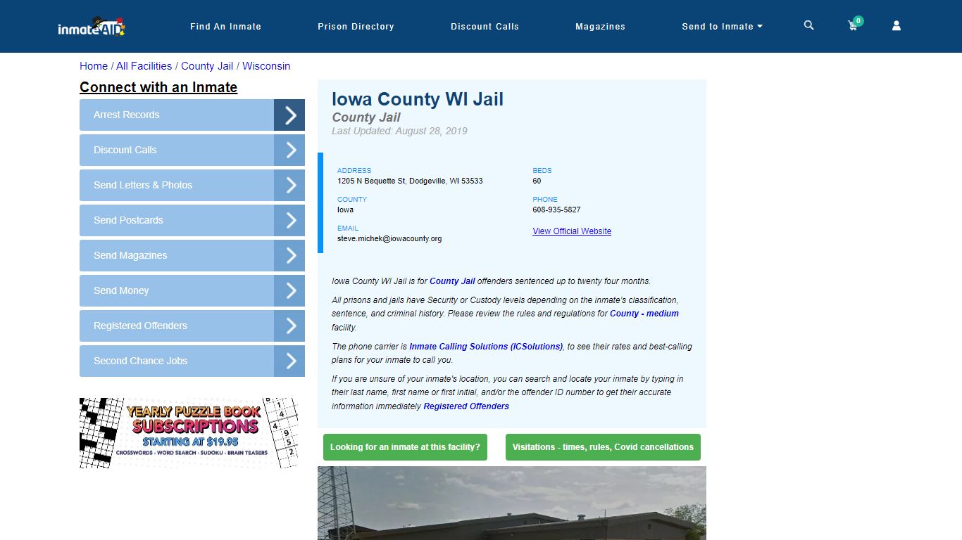 Iowa County WI Jail - Inmate Locator - Dodgeville, WI
