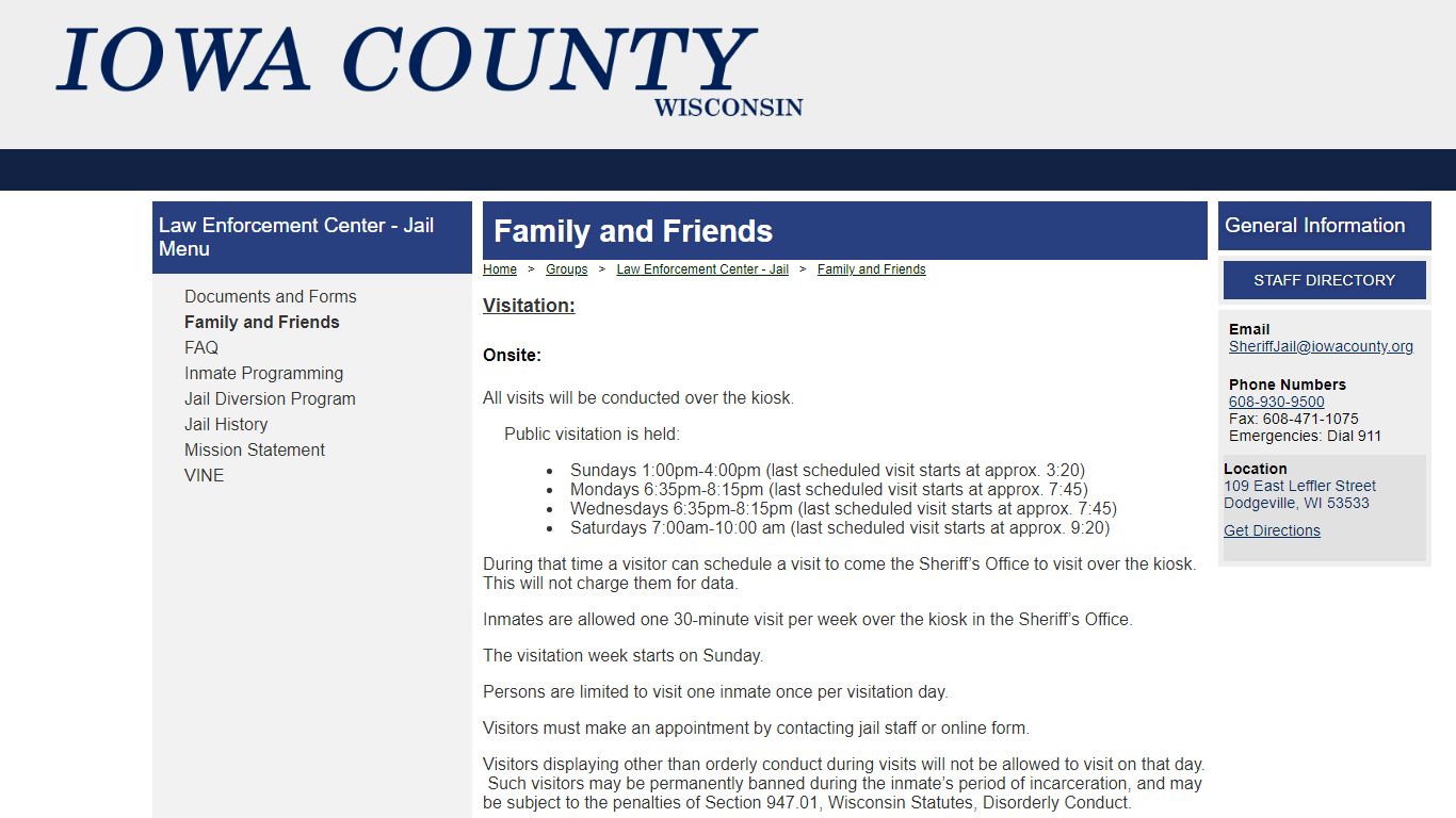 Welcome to the Official Website of Iowa County, WI - Family and Friends