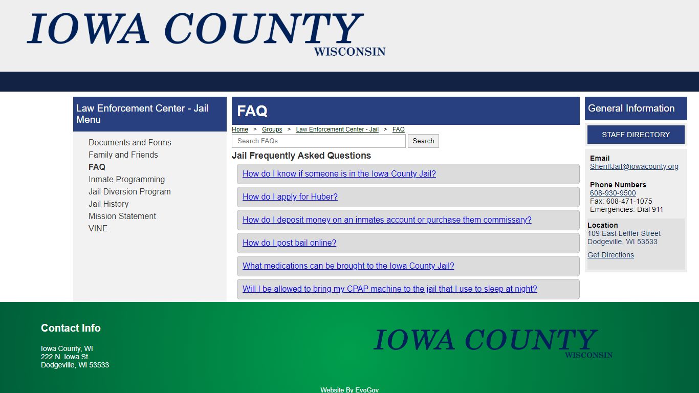 Welcome to the Official Website of Iowa County, WI - FAQ