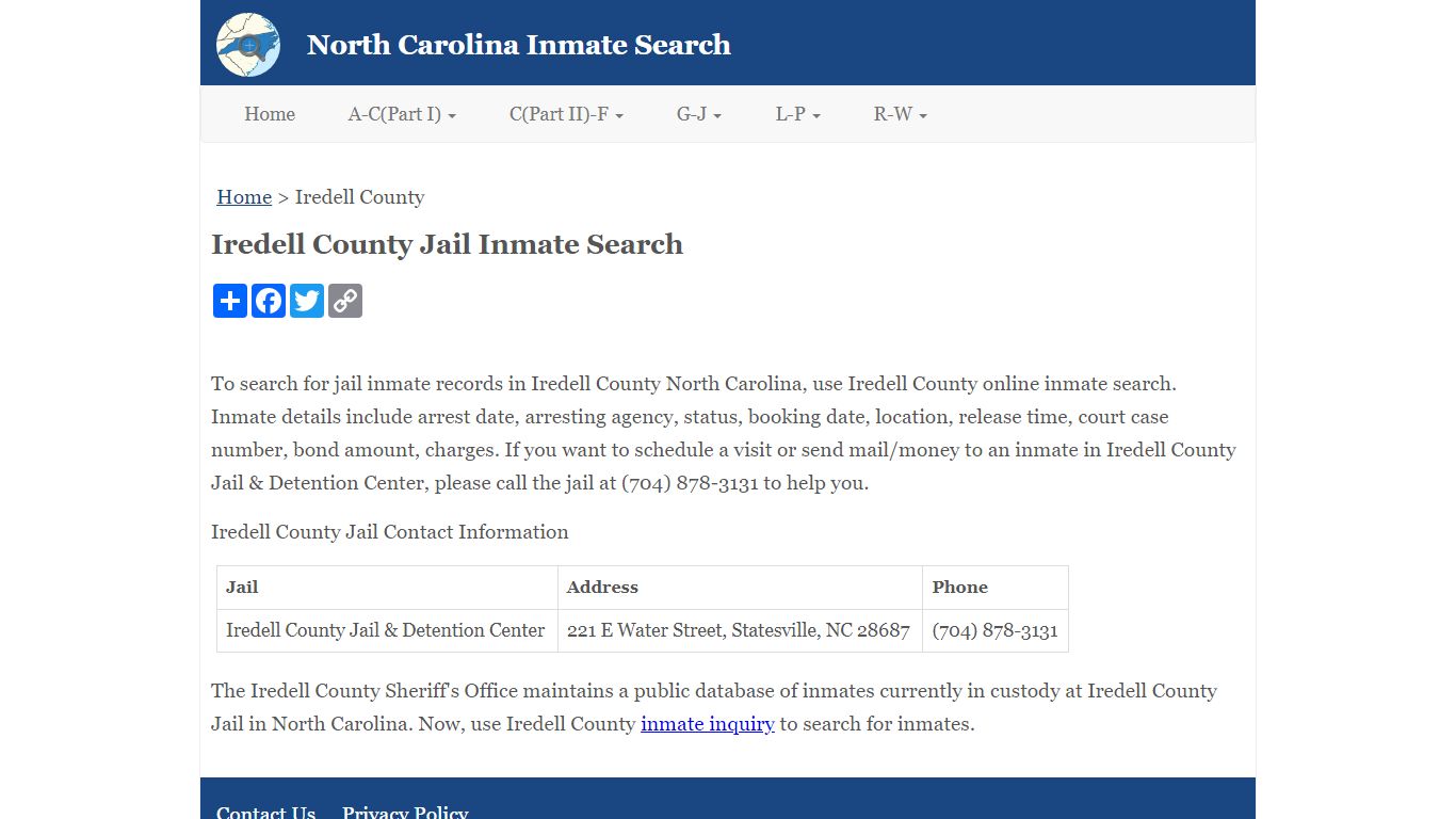 Iredell County Jail Inmate Search