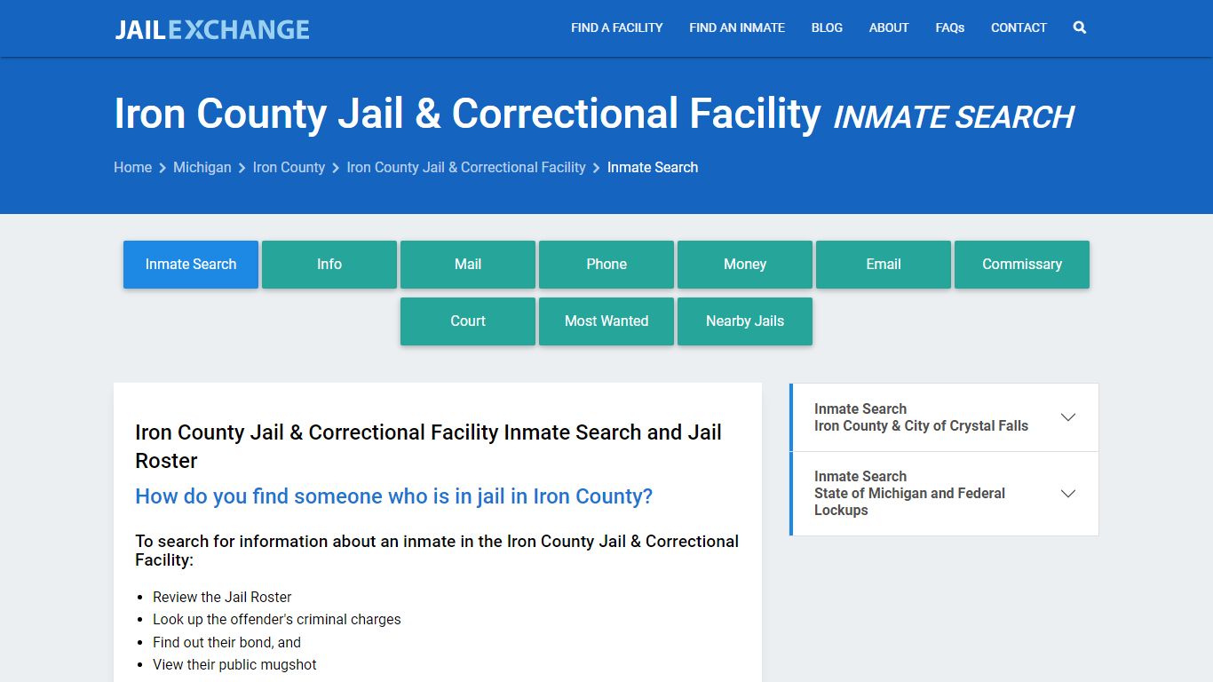Iron County Jail & Correctional Facility Inmate Search
