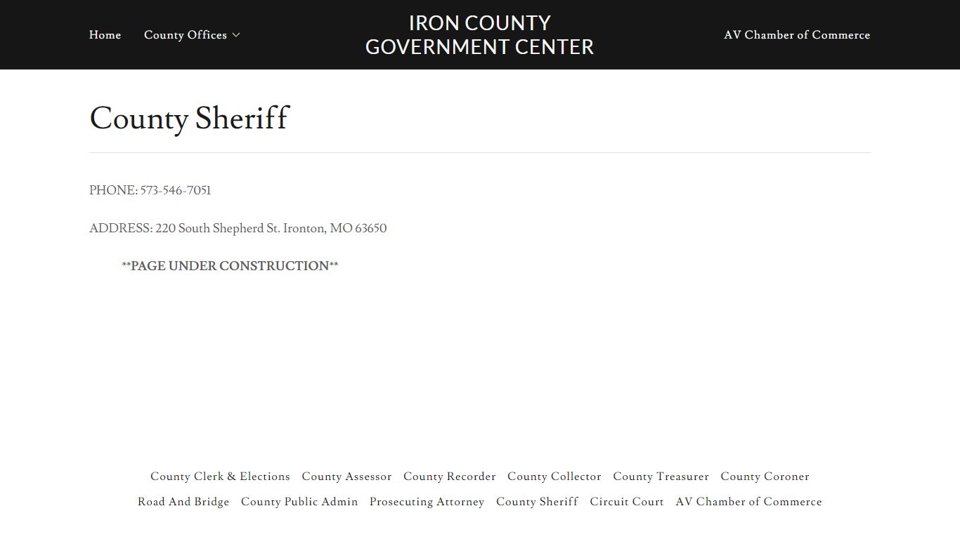 County Sheriff | www.ironcountymo.gov - Iron County Government Center
