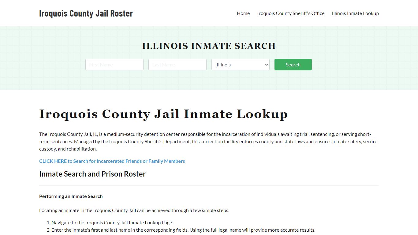 Iroquois County Jail Roster Lookup, IL, Inmate Search