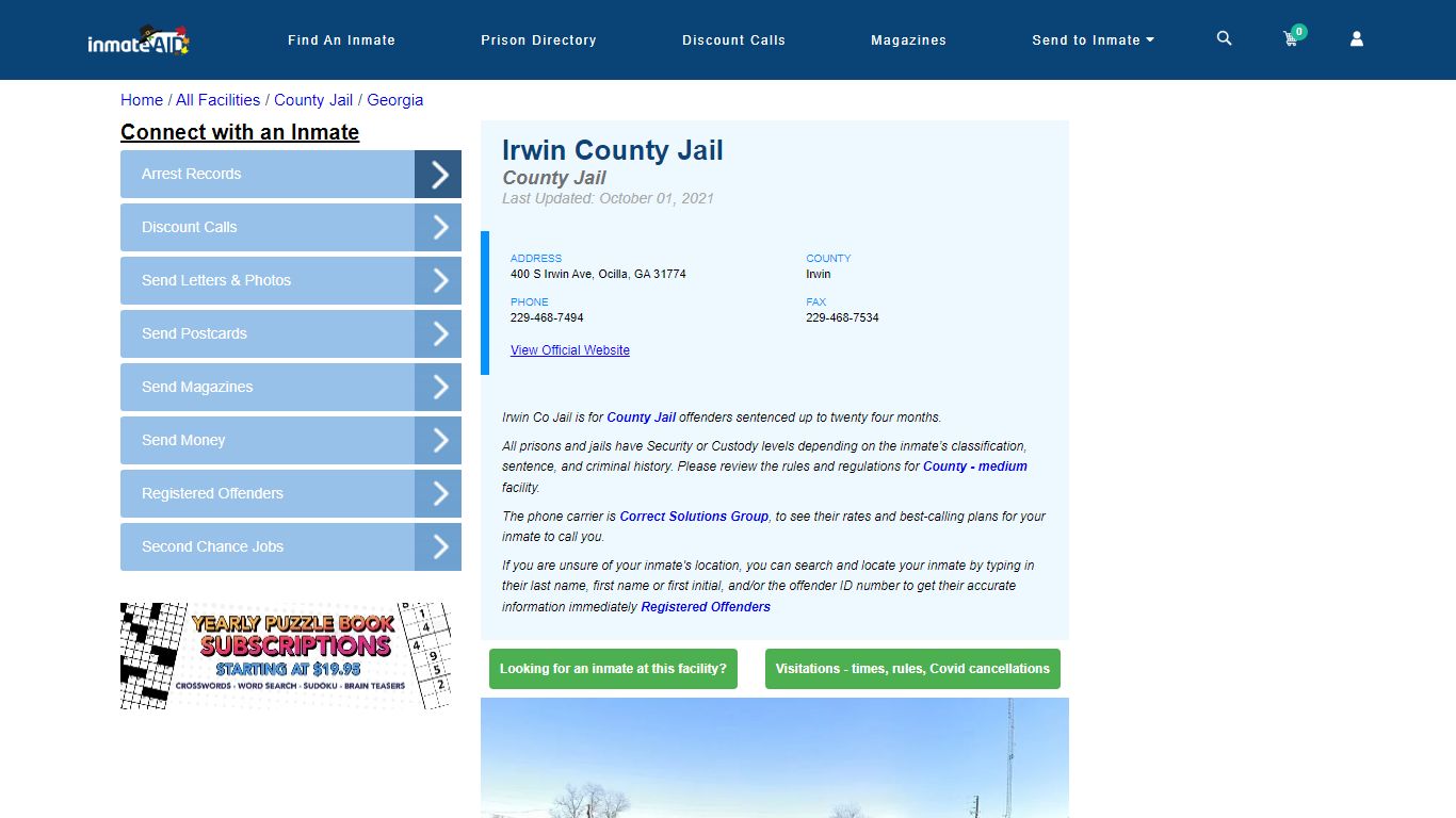 Irwin County Jail - Inmate Locator - Ocilla, GA