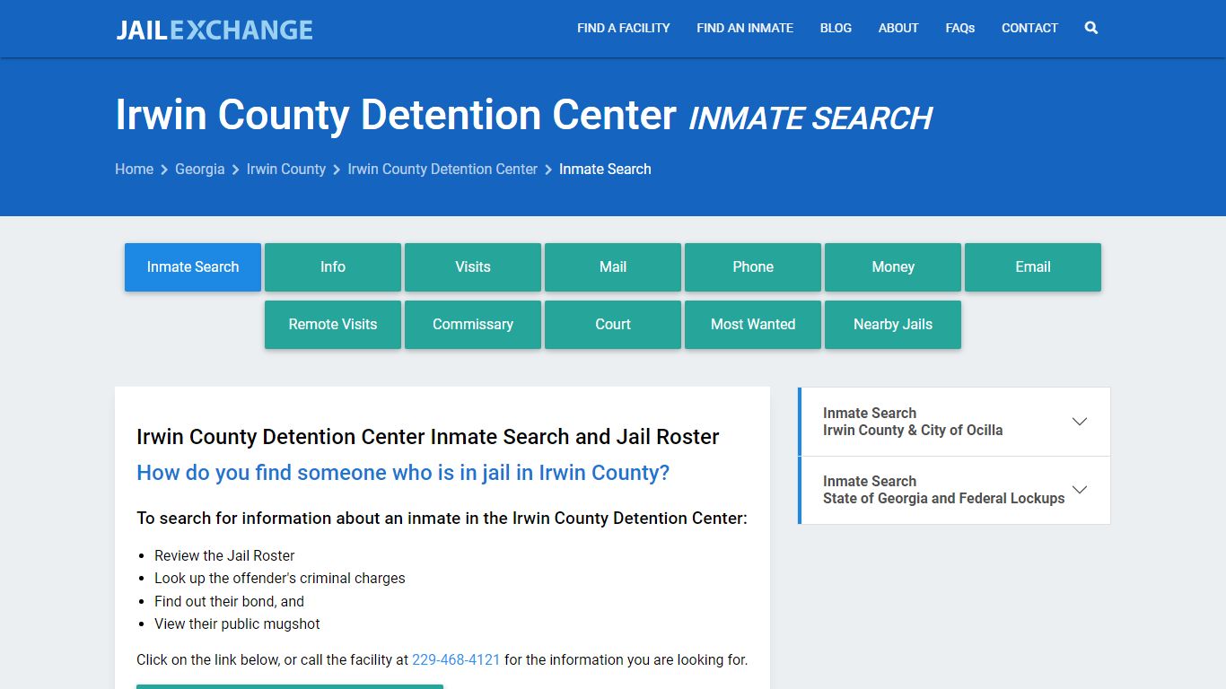 Irwin County Detention Center Inmate Search - Jail Exchange