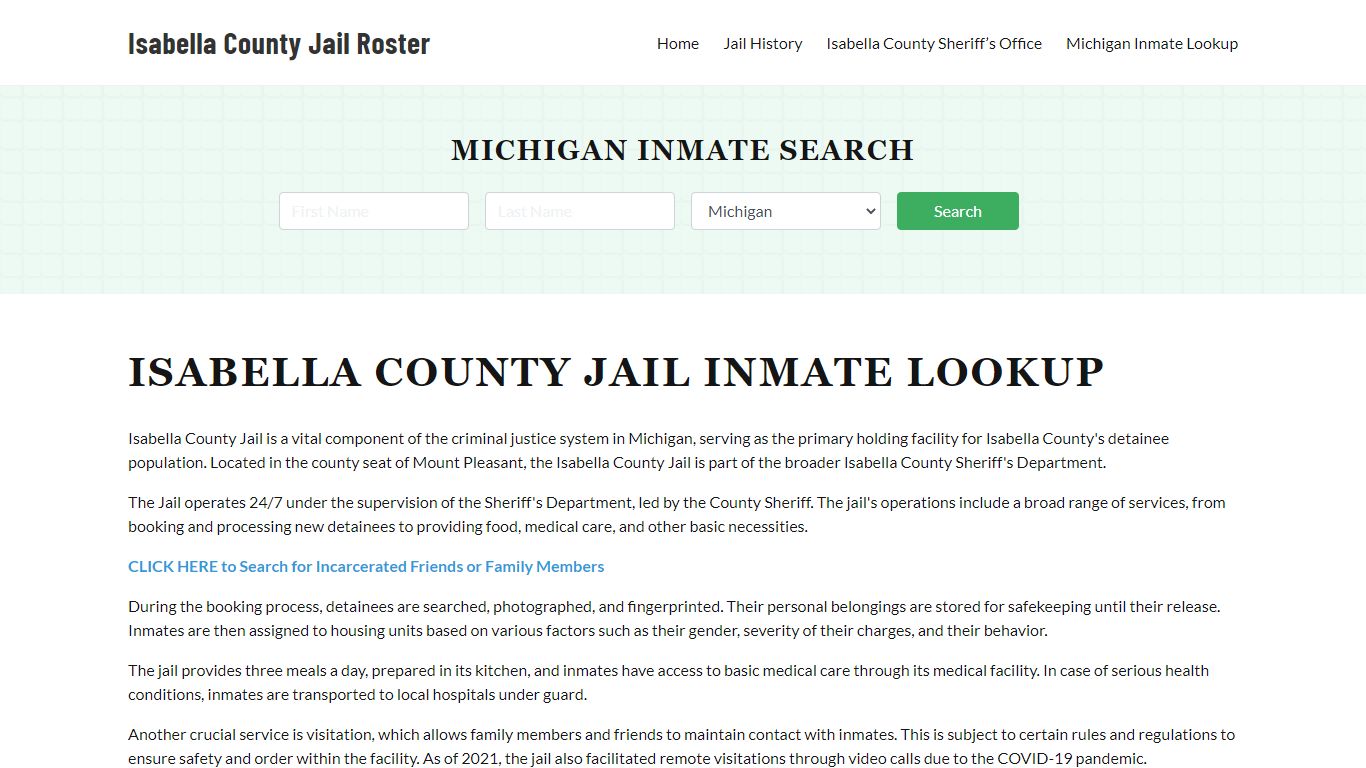 Isabella County Jail Roster Lookup, MI, Inmate Search