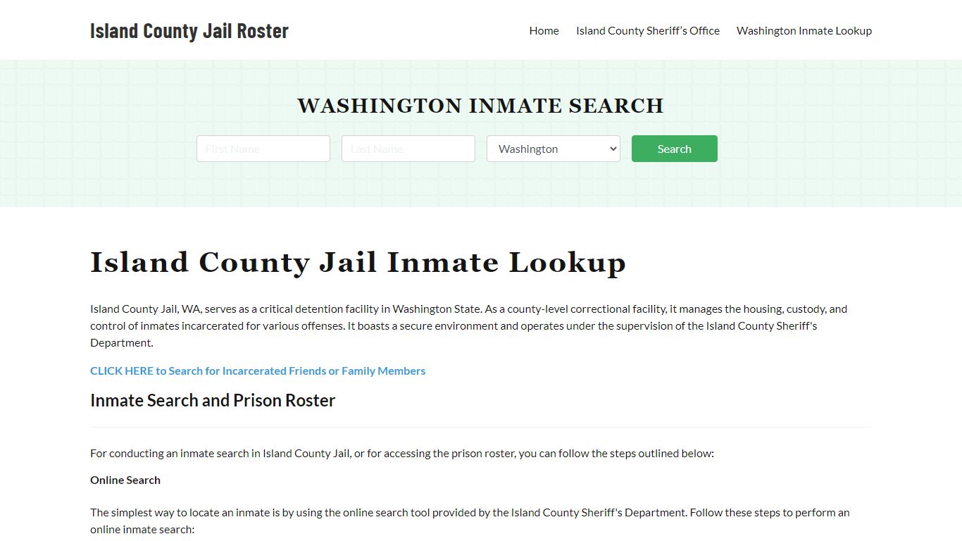 Island County Jail Roster Lookup, WA, Inmate Search