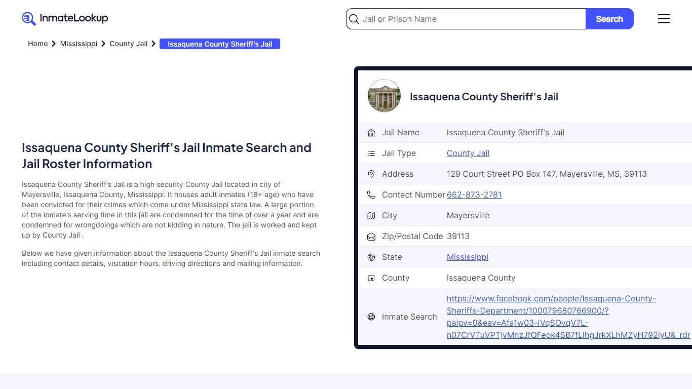 Issaquena County Sheriff's Jail (MS) Inmate Search Mississippi - Inmate ...