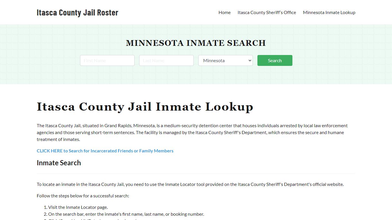 Itasca County Jail Roster Lookup, MN, Inmate Search