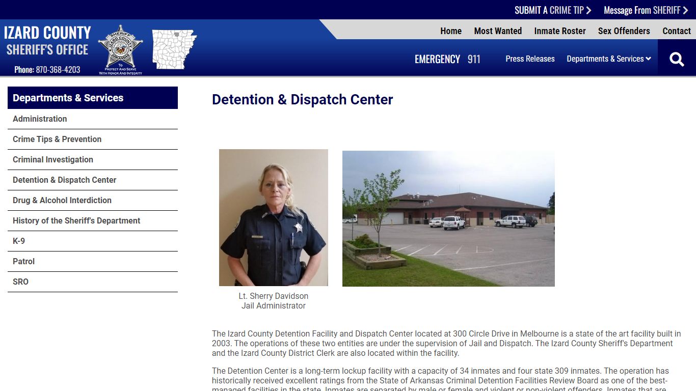 Detention & Dispatch Center | Izard County Sheriff AR