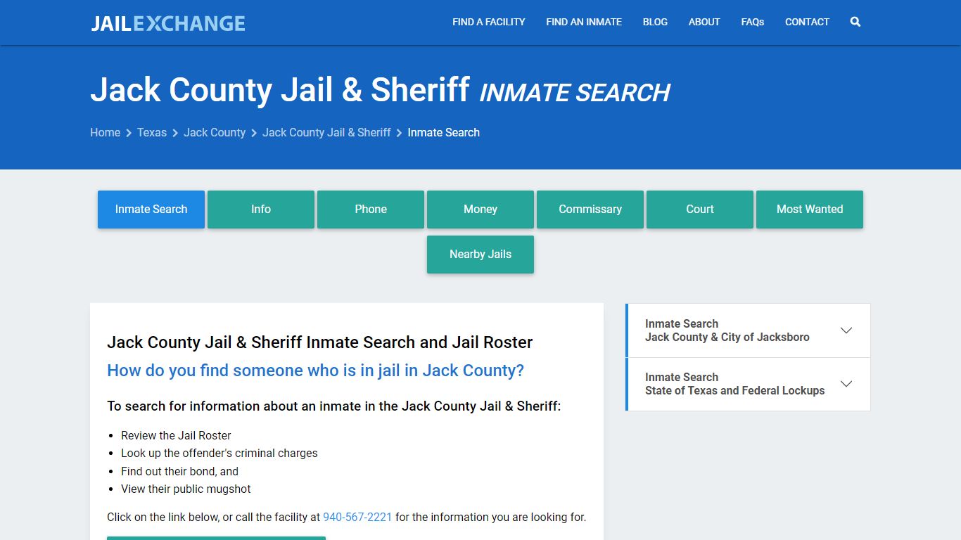 Jack County Jail & Sheriff Inmate Search - Jail Exchange