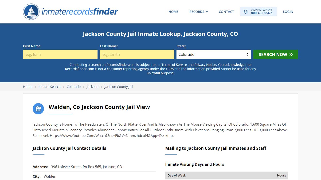 Jackson County Jail Inmate Lookup, Jackson County, CO - Recordsfinder.com