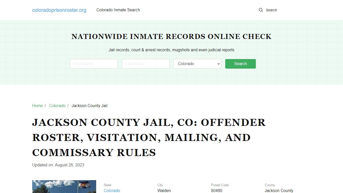 Jackson County Jail, CO: Inmate Lookup, Visitations, Contacts