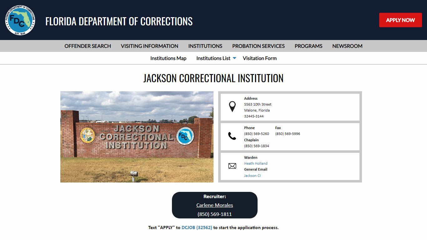 Jackson Correctional Institution -- Florida Department of Corrections