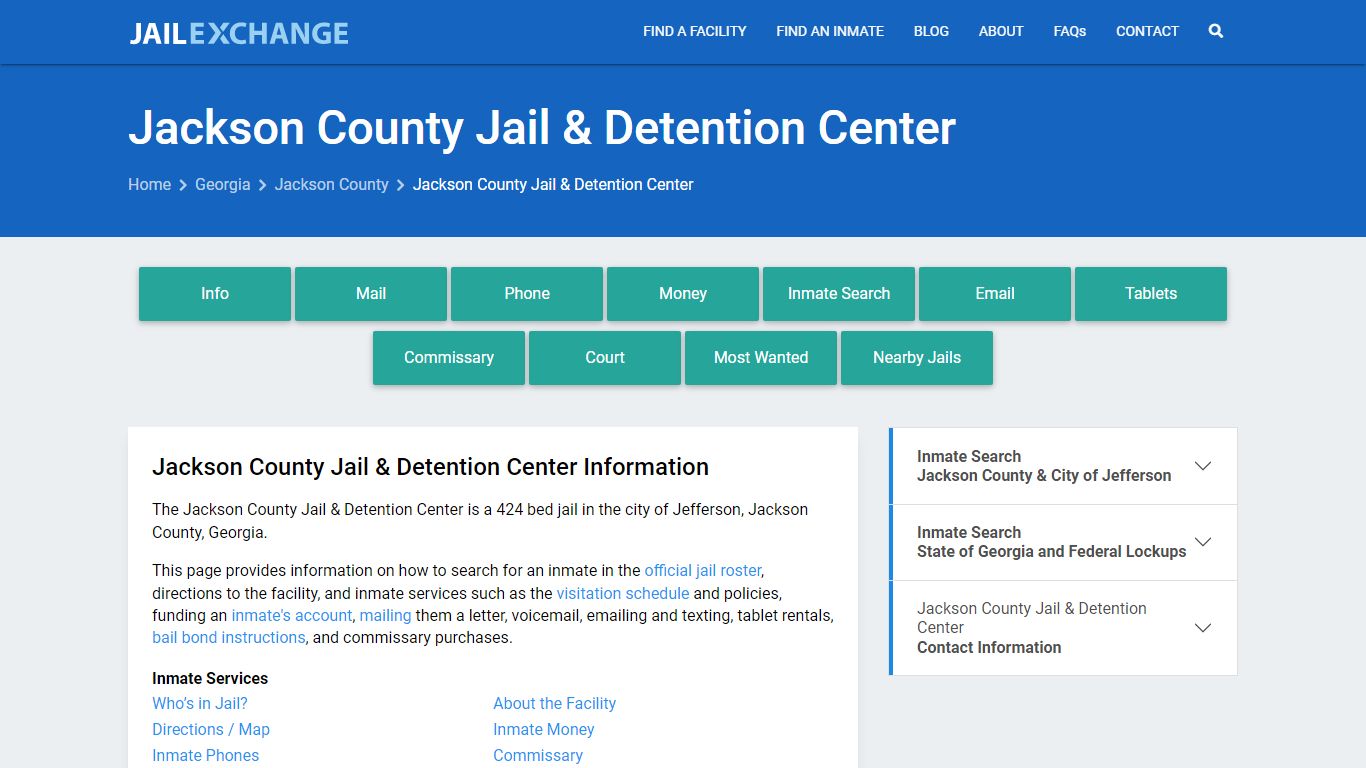 Jackson County Jail & Detention Center, GA Inmate Search, Information