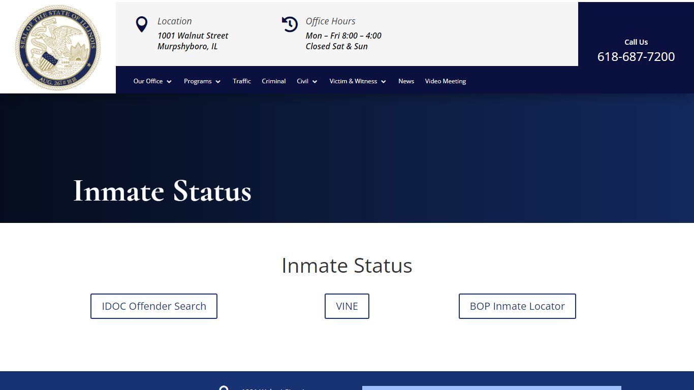 Inmate Status | Jackson County State's Attorney
