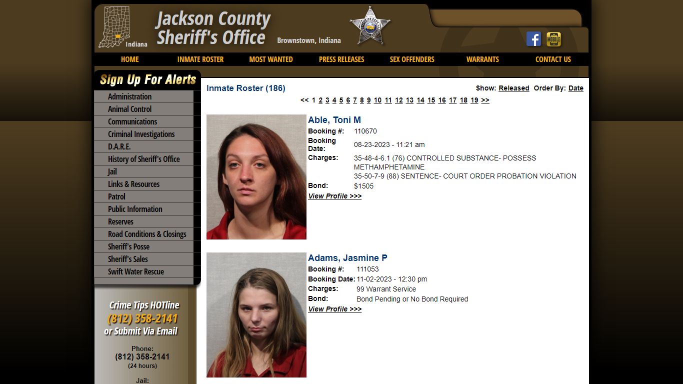 Inmate Roster - Current Inmates - Jackson County IN Sheriff