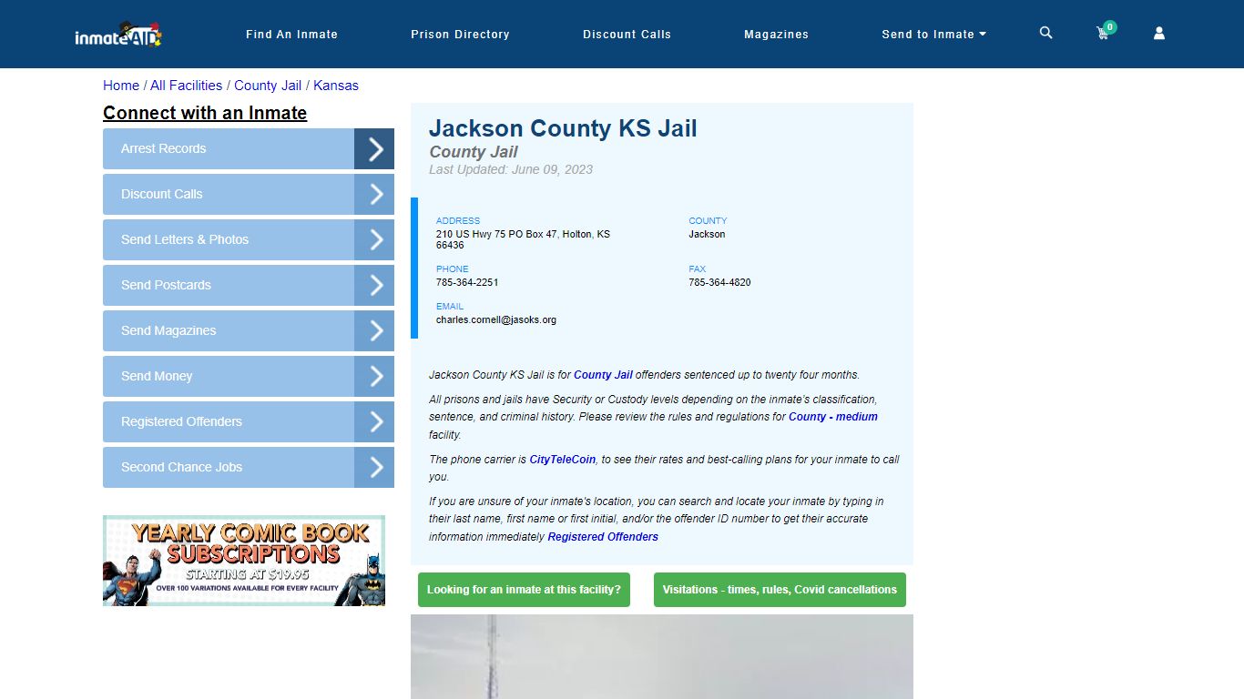 Jackson County KS Jail - Inmate Locator - Holton, KS