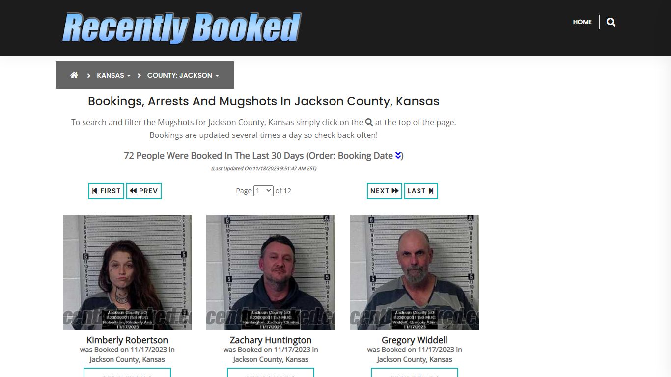 Recent bookings, Arrests, Mugshots in Jackson County, Kansas