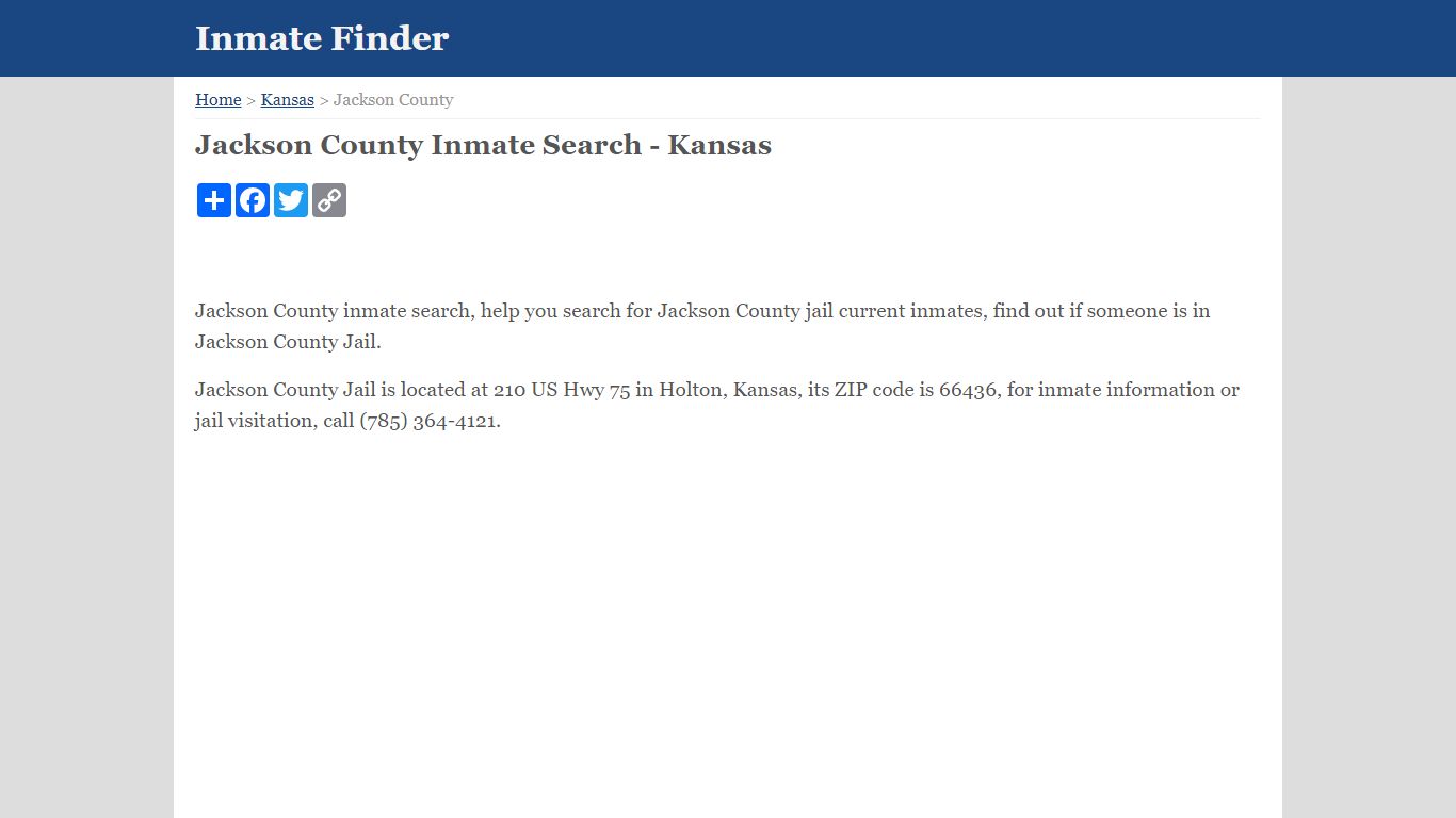 Jackson County Inmate Search - Kansas - Inmate Finder