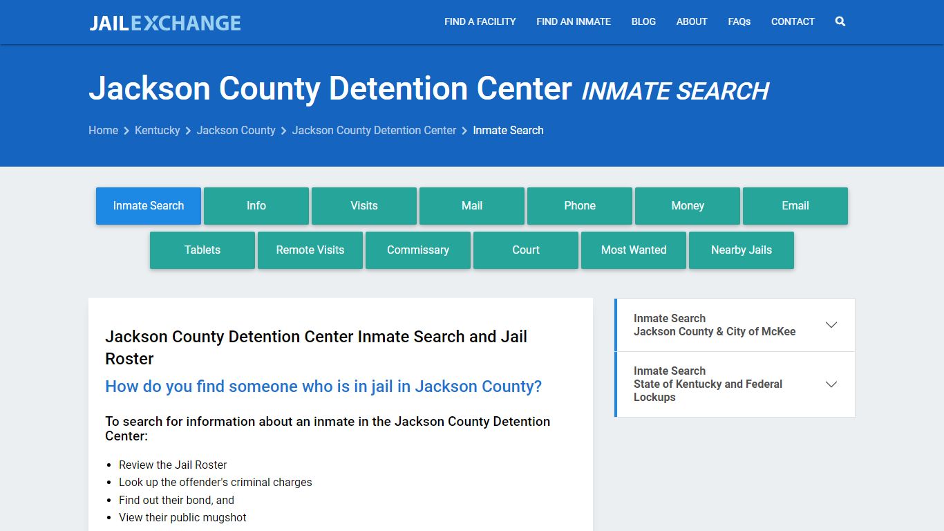 Jackson County Detention Center Inmate Search - Jail Exchange