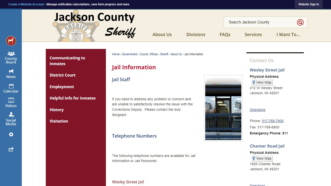 Jail Information | Jackson County, MI