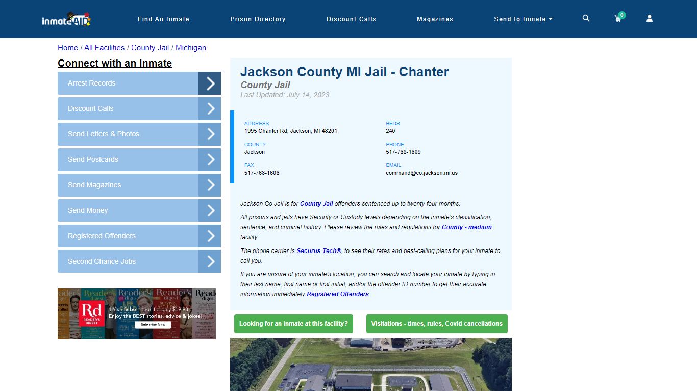 Jackson County MI Jail - Chanter - Inmate Locator - Jackson, MI