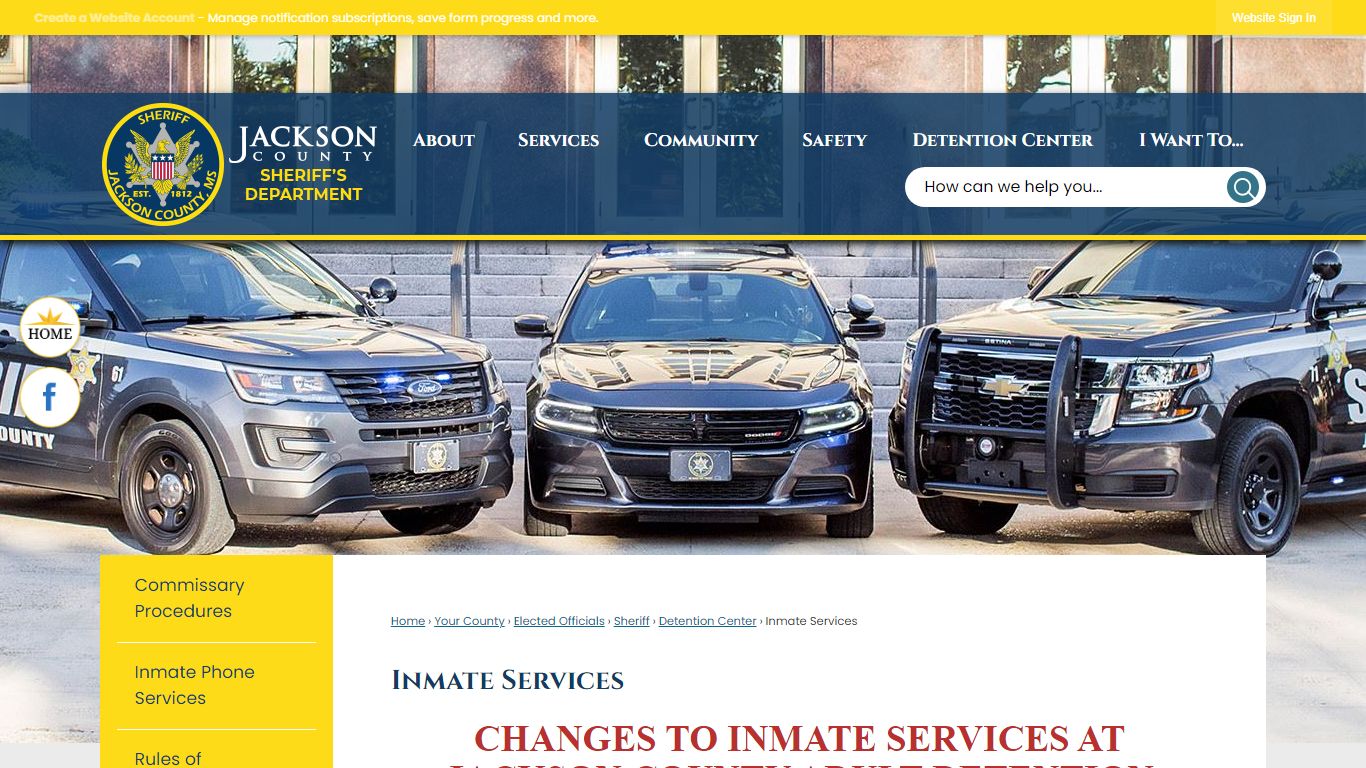 Inmate Services | Jackson County, MS
