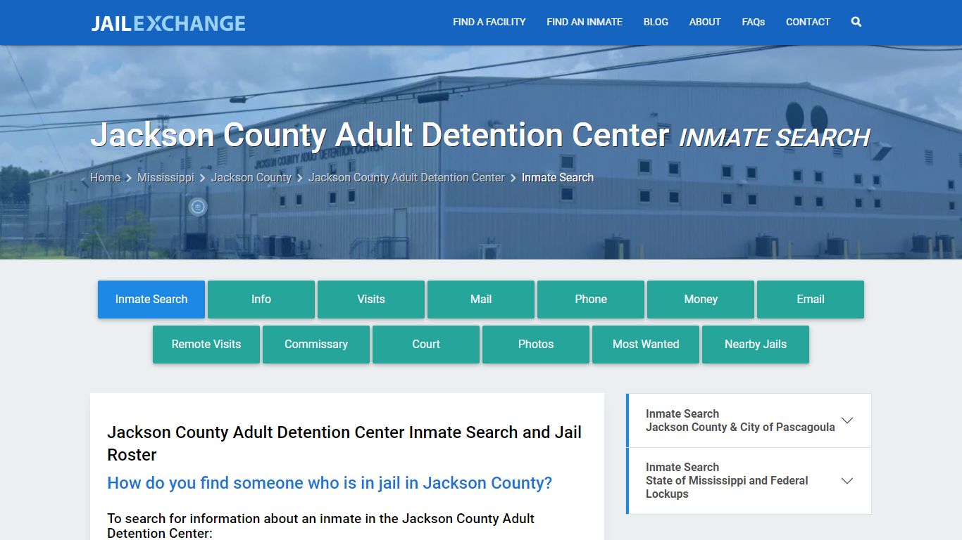 Jackson County Adult Detention Center Inmate Search - Jail Exchange