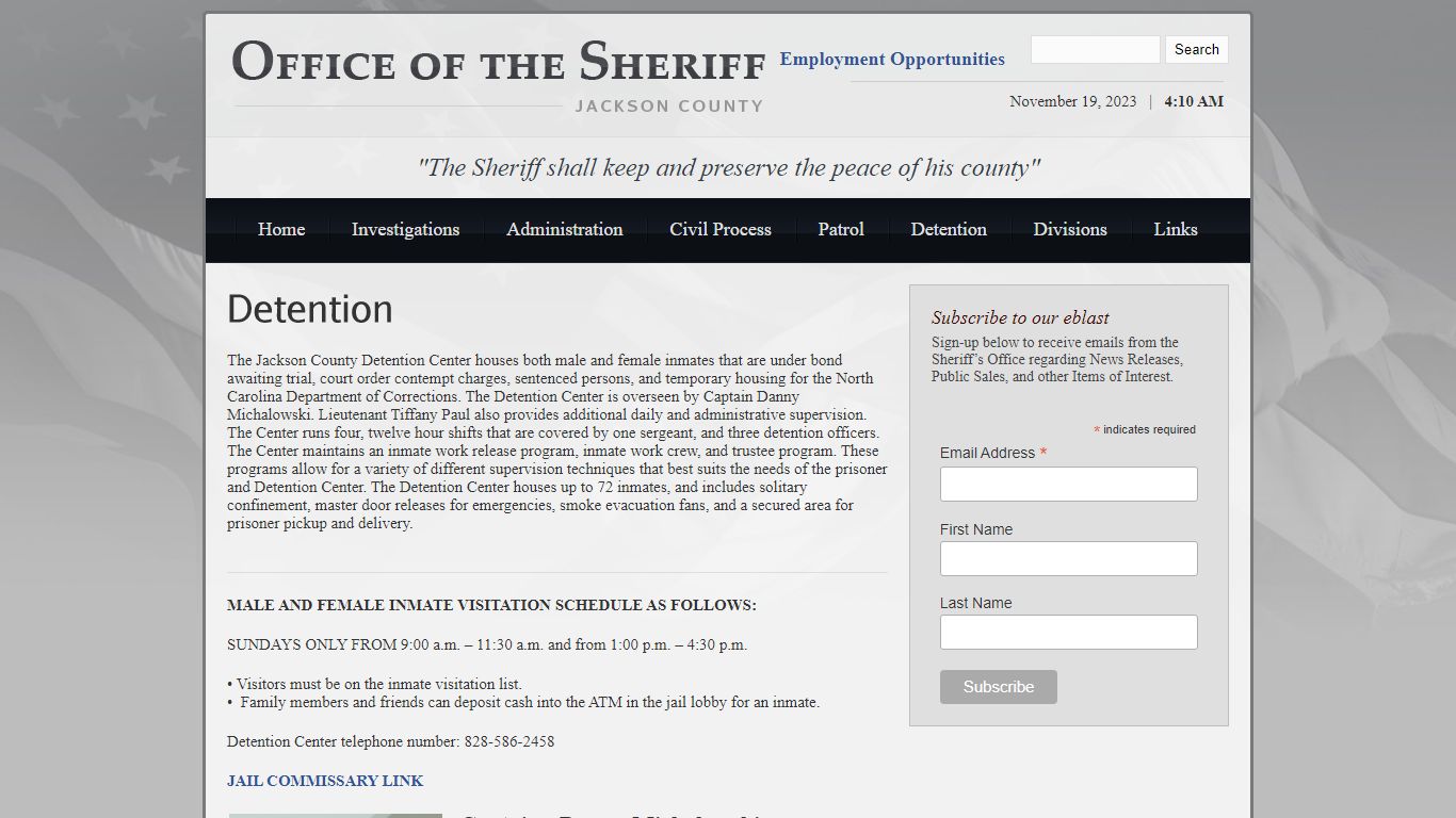 Office of the Sheriff | Jackson County | Detention
