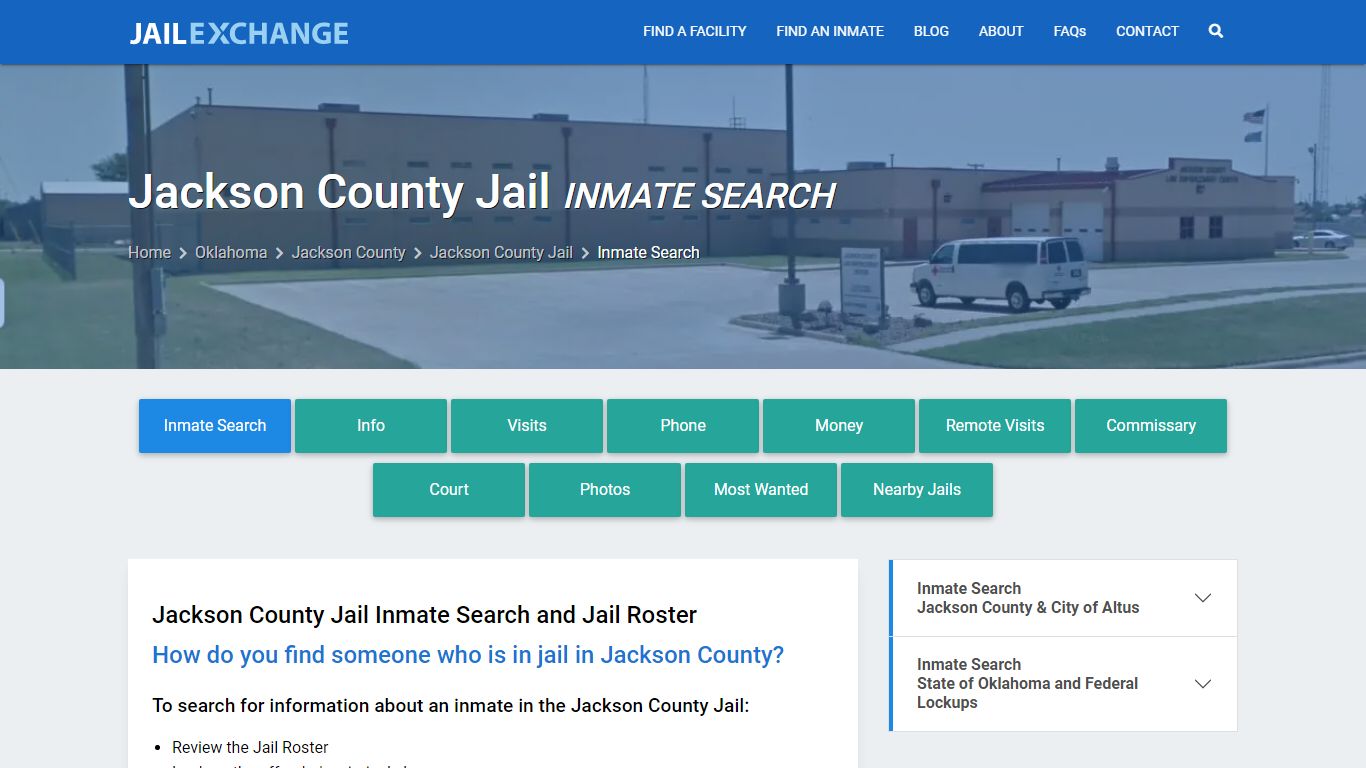 Inmate Search: Roster & Mugshots - Jackson County Jail, OK