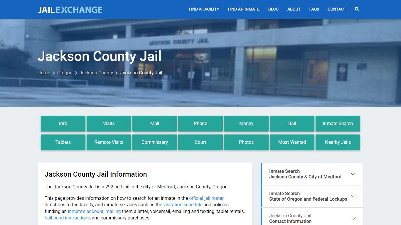 Jackson County Jail, OR Inmate Search, Information