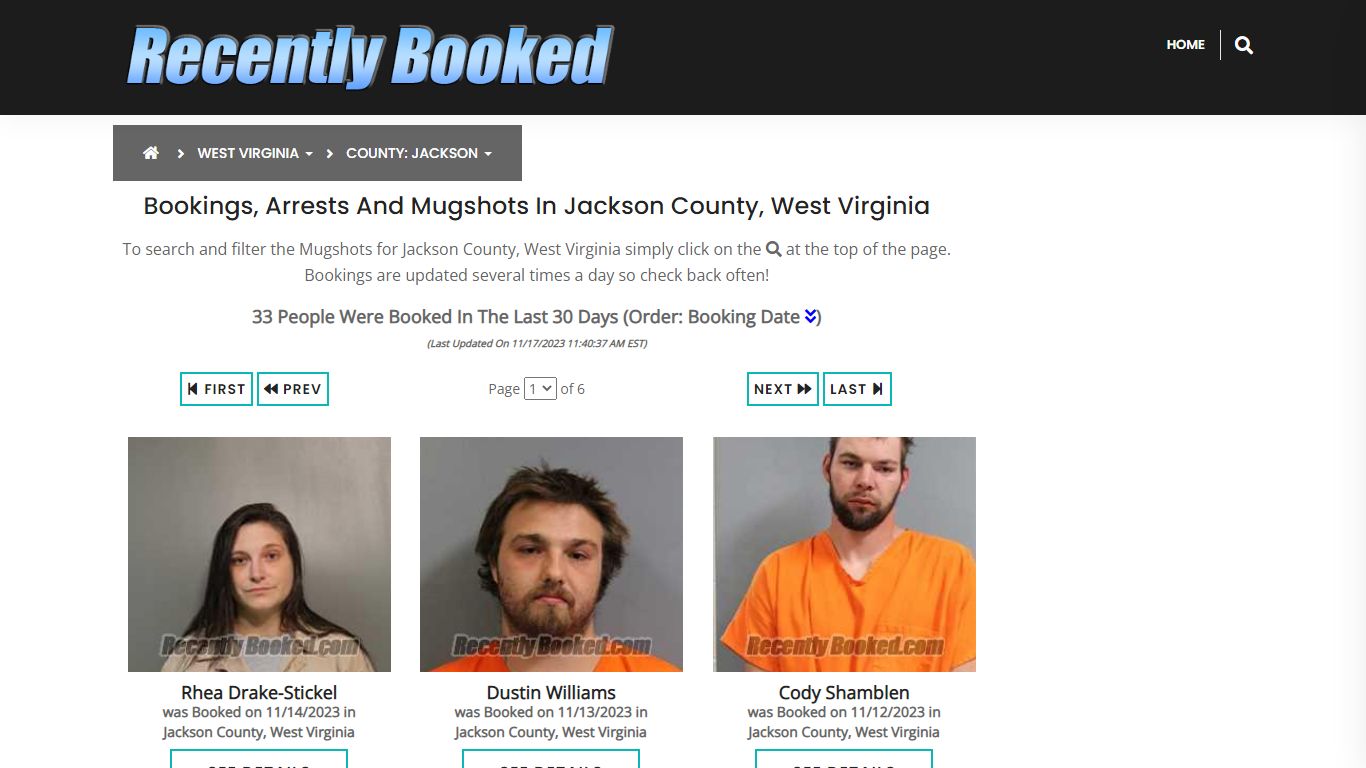 Bookings, Arrests and Mugshots in Jackson County, West Virginia