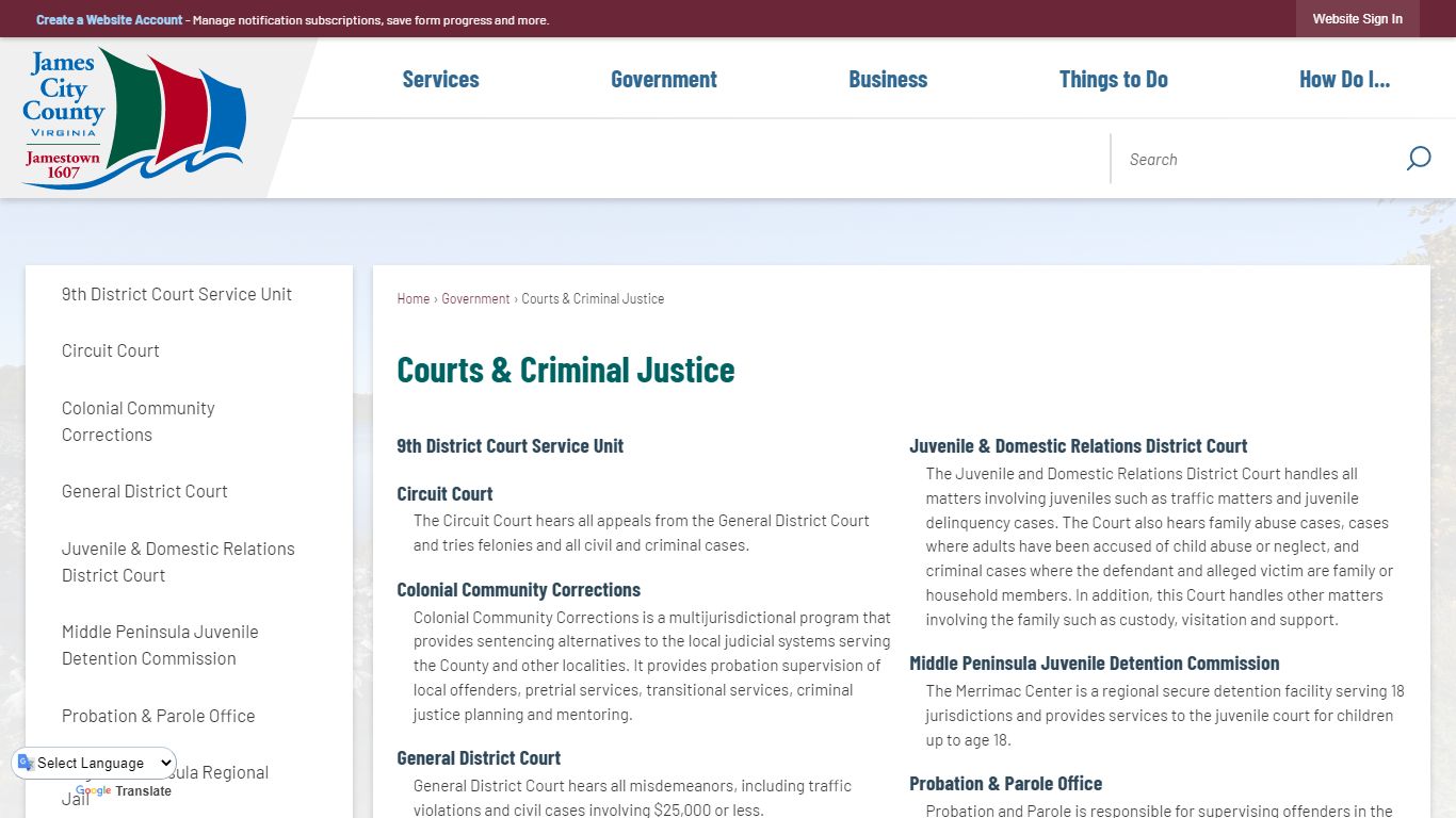 Courts & Criminal Justice | James City County, VA