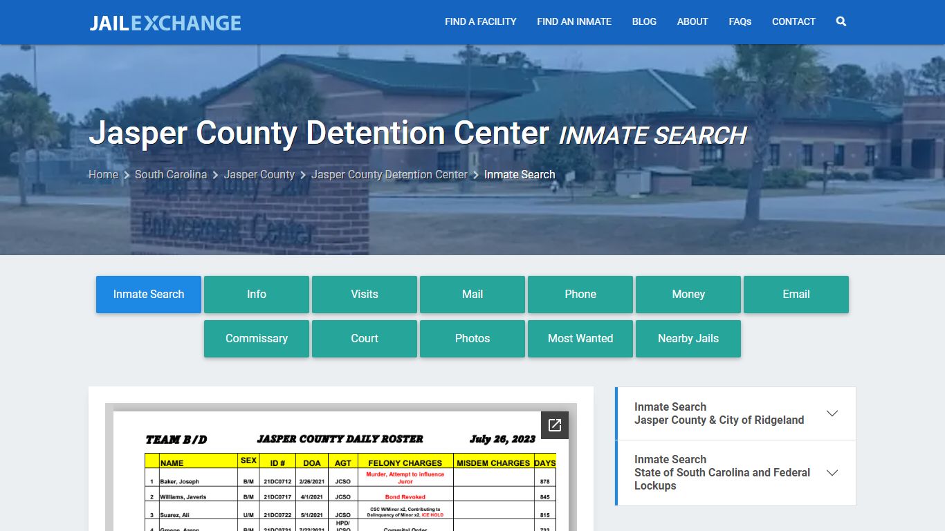 Jasper County Detention Center Inmate Search - Jail Exchange