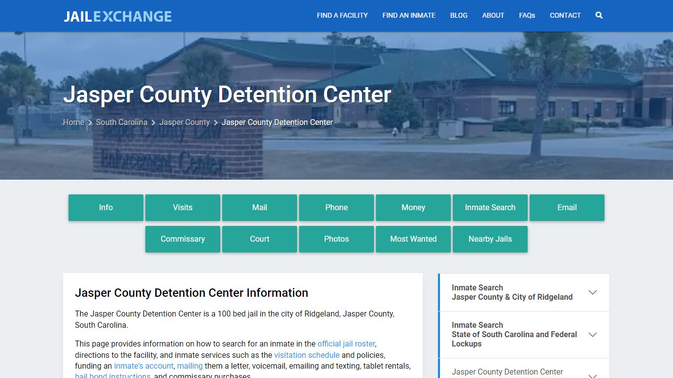 Jasper County Detention Center, SC Inmate Search, Information