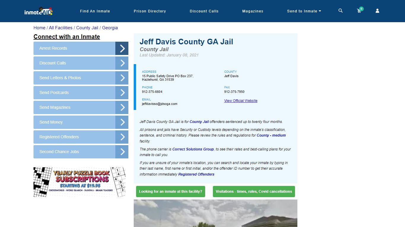 Jeff Davis County GA Jail - Inmate Locator - Hazlehurst, GA