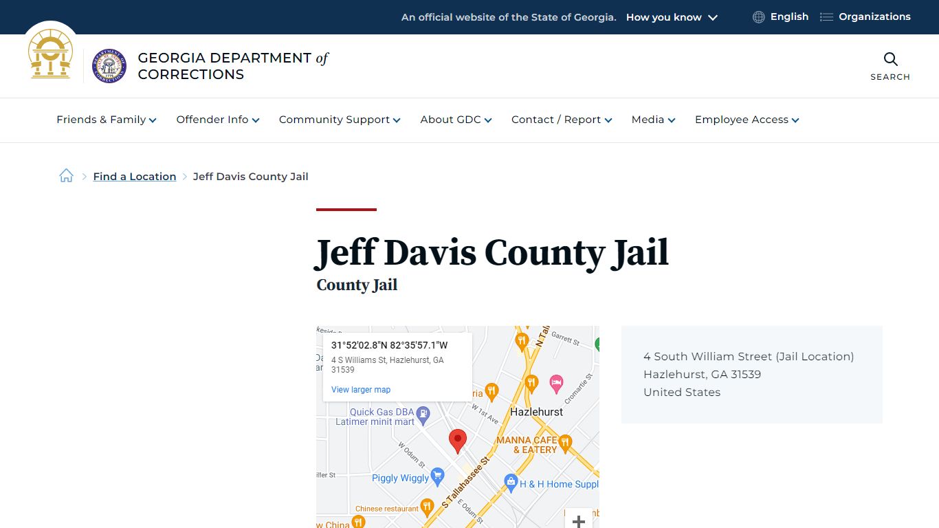 Jeff Davis County Jail | Georgia Department of Corrections