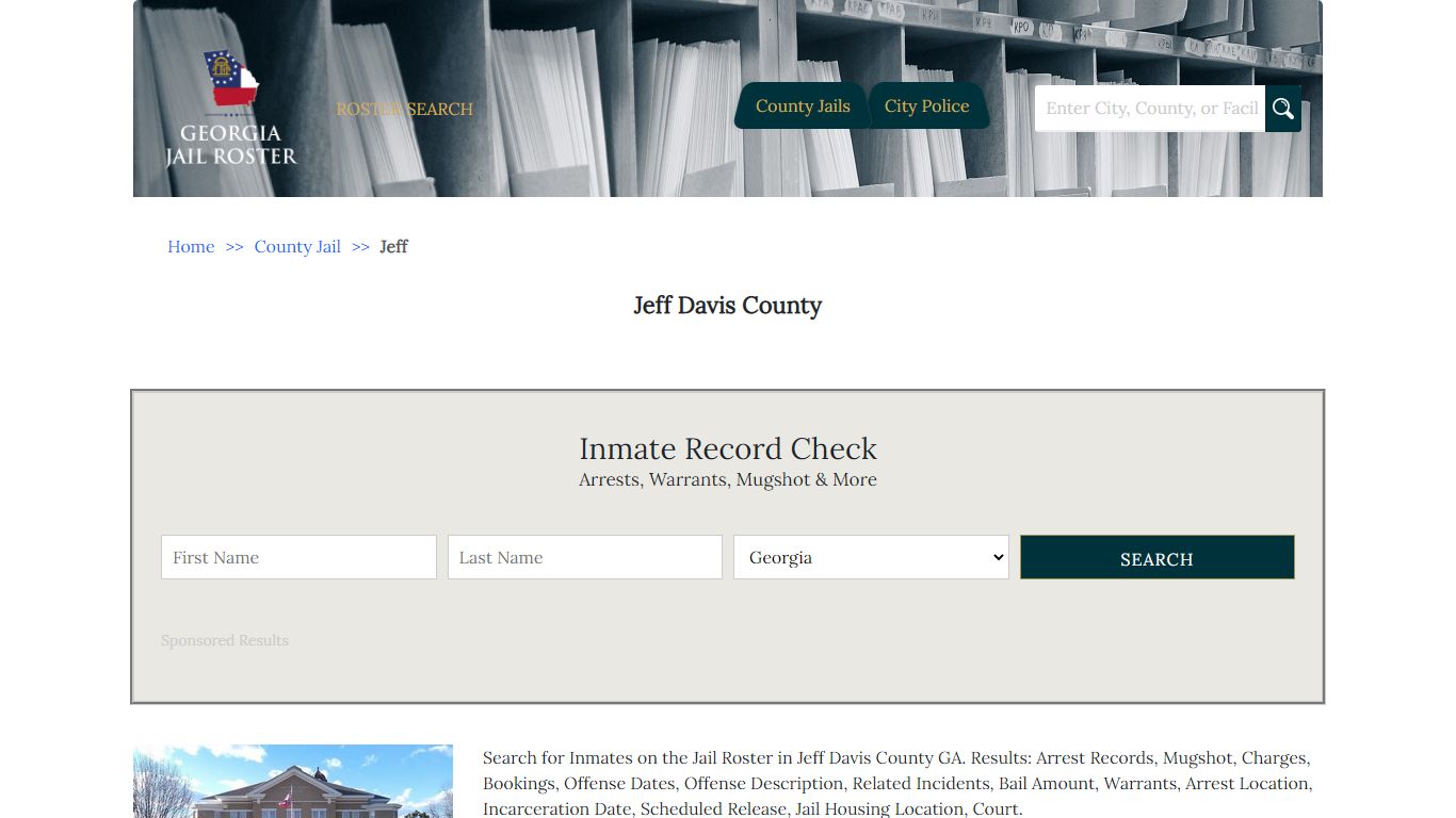 Jeff Davis County | Georgia Jail Inmate Search