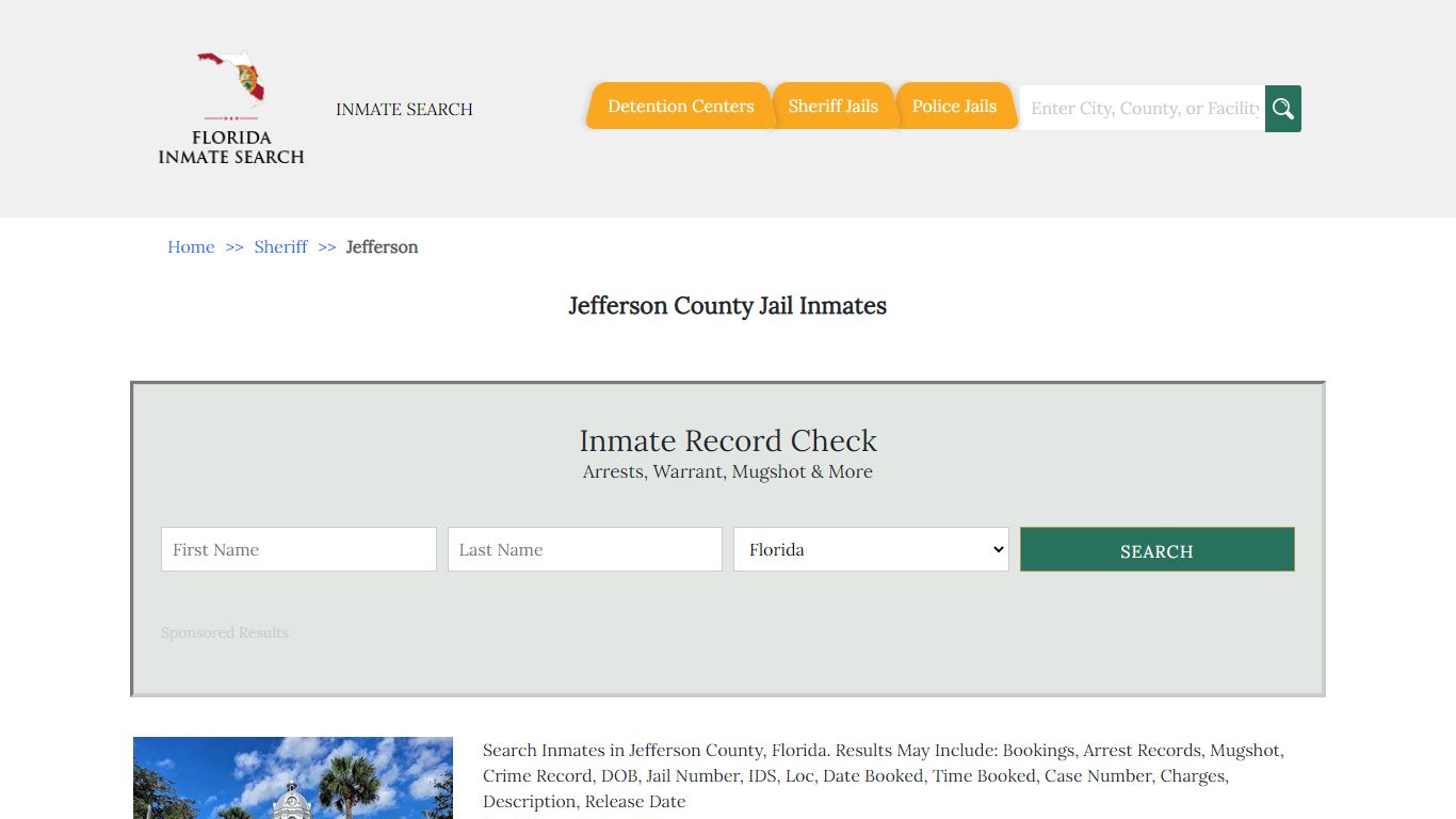 Jefferson County Jail Inmates | Florida Inmate Search