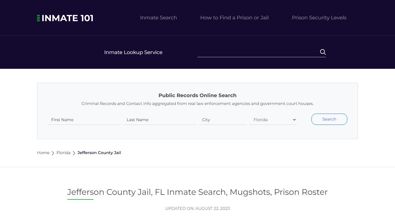 Jefferson County Jail, FL Inmate Search, Mugshots, Prison Roster