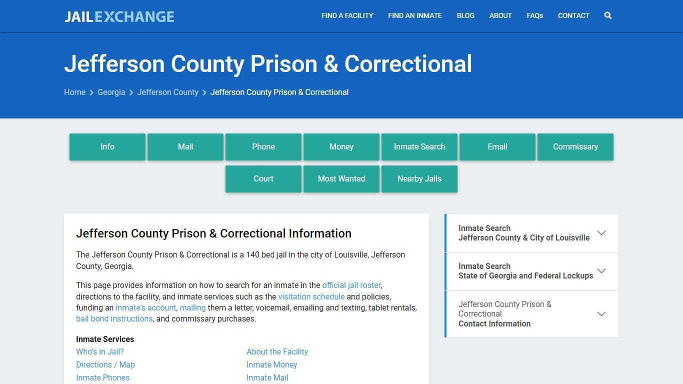 Jefferson County Prison & Correctional, GA Inmate Search, Information