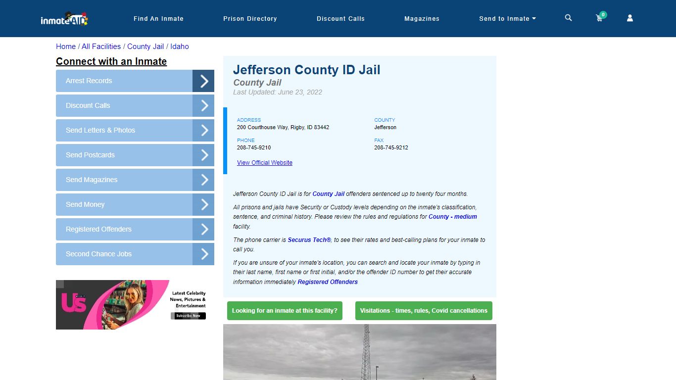 Jefferson County ID Jail - Inmate Locator - Rigby, ID