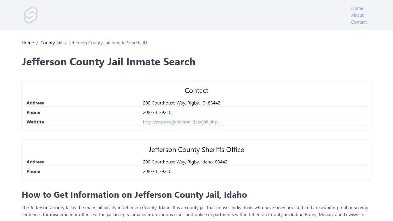 Jefferson County Jail Inmate Search, ID